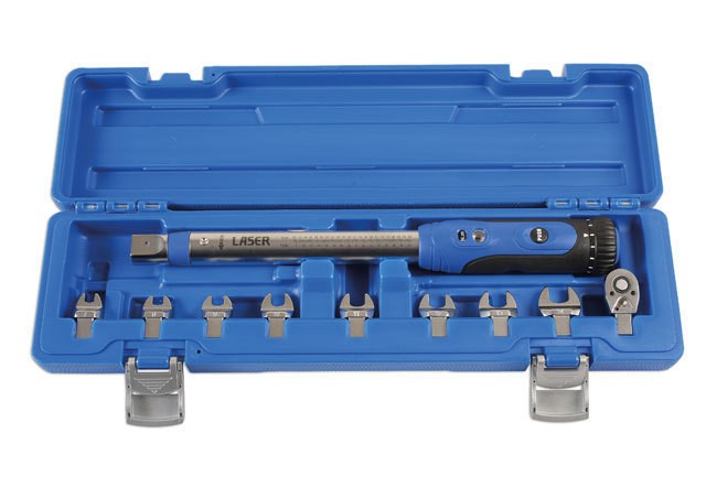 LaserTools Torque Wrench 1/4"D 9 Heads – 10-50 Nm 1/4″ Drive Torque Spanner 6167