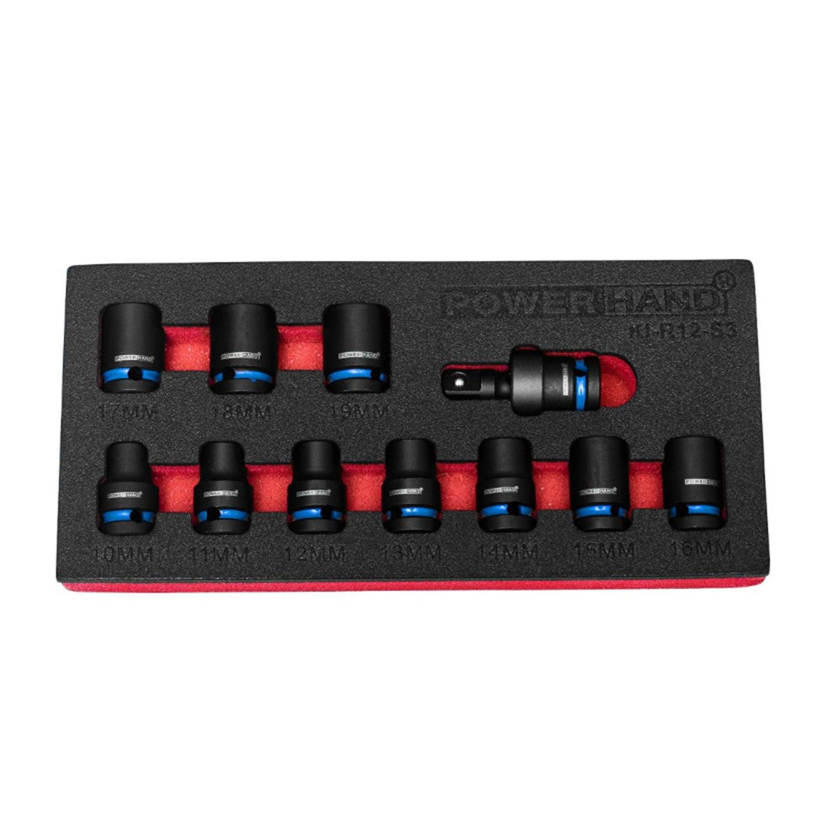 PowerHand KI-R12-S1 10pc 1/2in Shallow Impact Socket Set 10-19mm