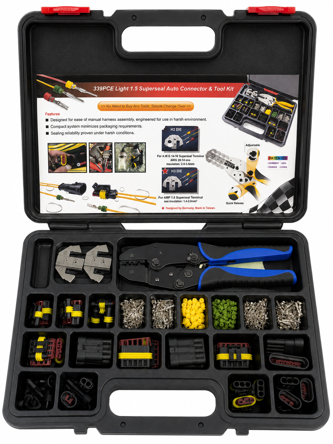 339 Piece Automotive Electrical Connector Crimping Tool Kit Waterproof Wiring Te