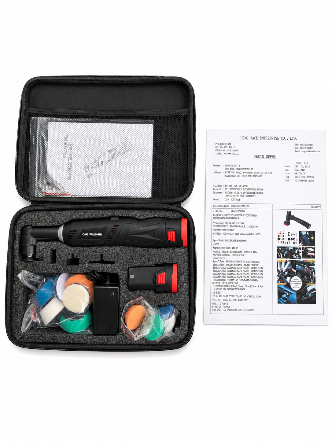 TT91 Cordless Mini Car Polisher Kit Dual Action Detail Buffer Set