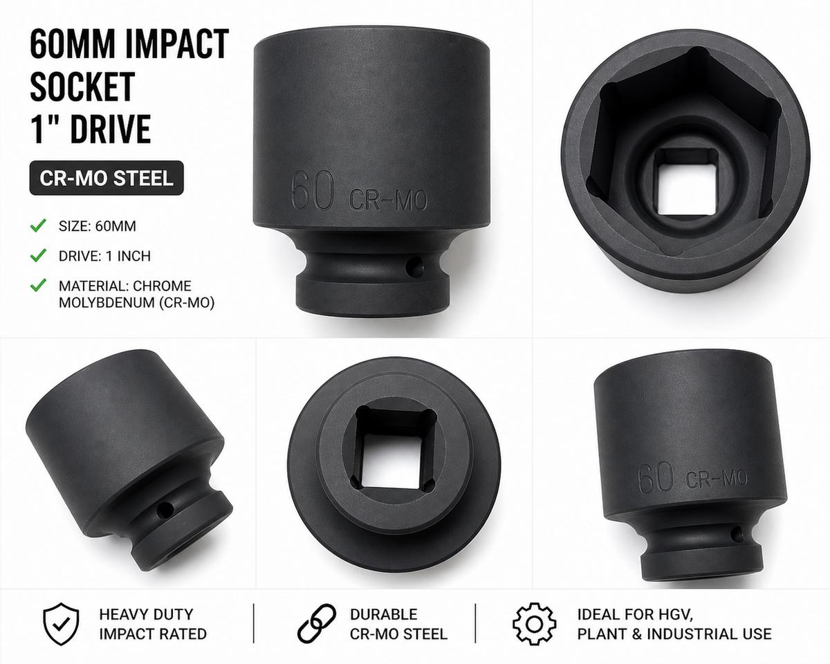 60mm Impact Socket 1" Drive CR-MO Heavy Duty HGV Plant Industrial TT43