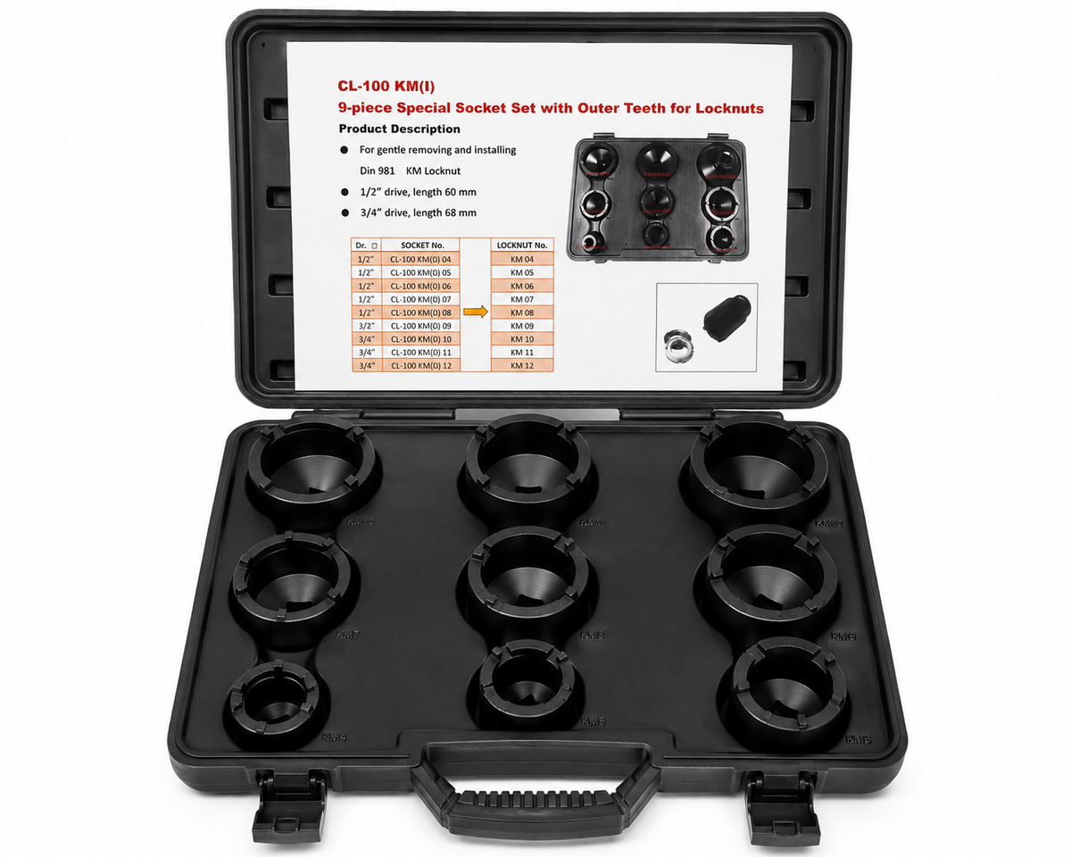 9pc KM Locknut Socket Set DIN981 Bearing Locknut Tool Set TT210