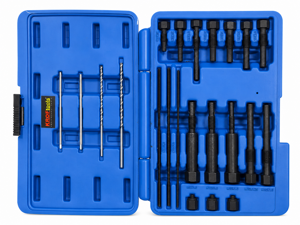 Krof Tools Glow Plug Removal & Thread Repair Kit M8 M10 Diesel Engine Extraction