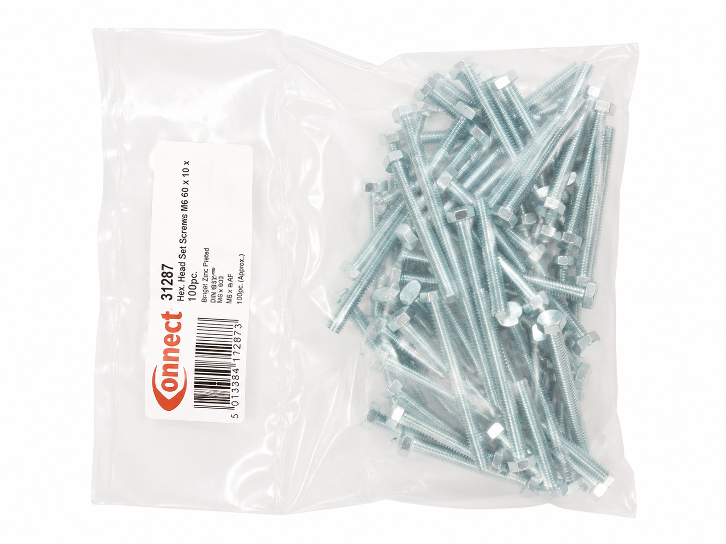 Connect 31287 M6 x 60mm Hex Set Screws Bolts 100pc New Other