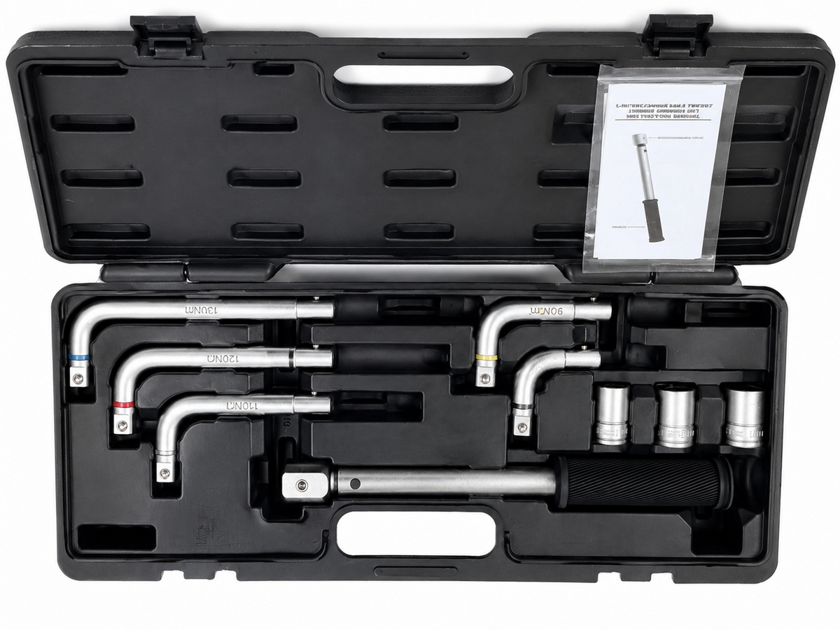 TT337 L-Handle Preset Torque Wrench Set 90-130Nm Wheel Nut Socket Kit