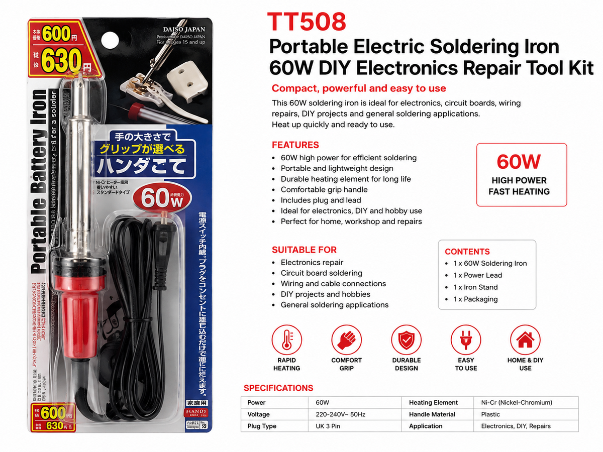 TT508 Portable Electric Soldering Iron 60W DIY Electronics Repair Tool Kit