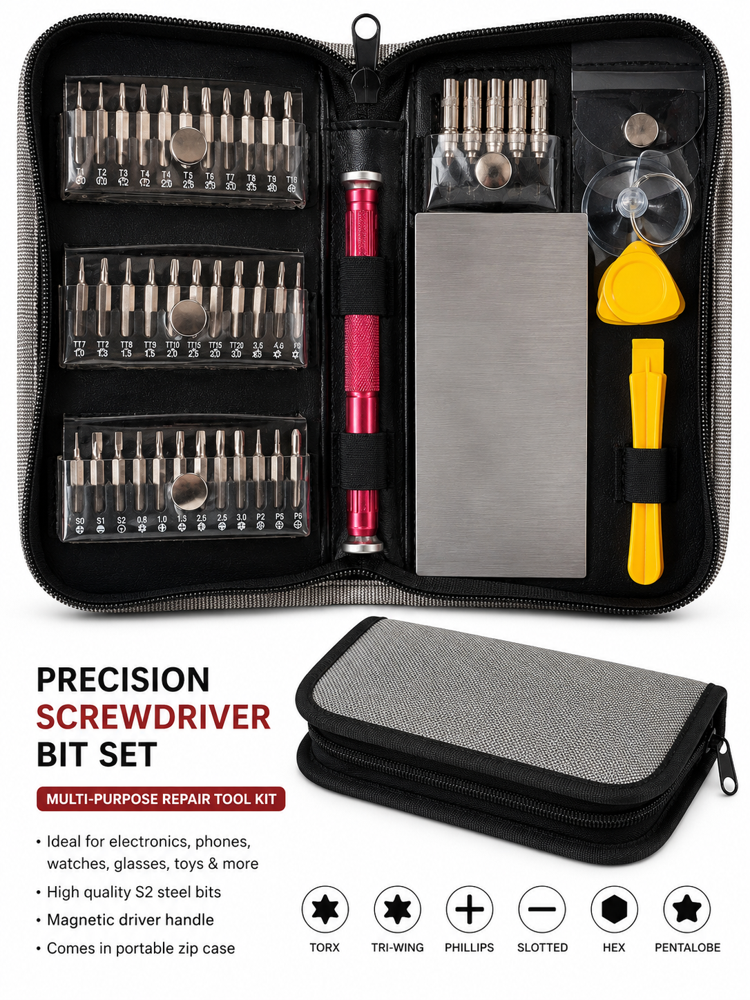 38pc Precision Screwdriver Bit Set Phone PC Laptop Repair Kit TT173