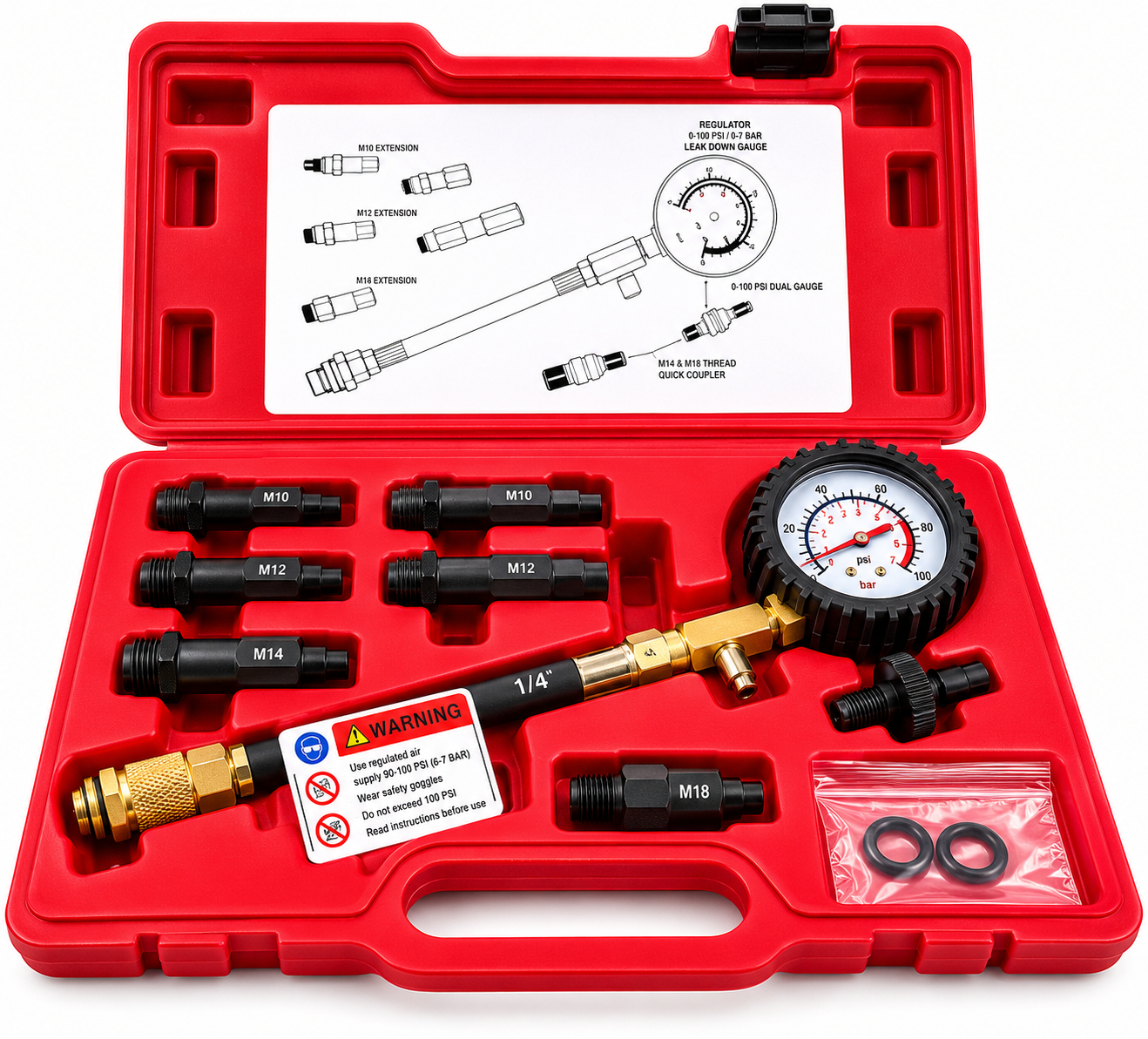 Petrol Engine Cylinder Leak Down Tester Diagnostic Kit TT277
