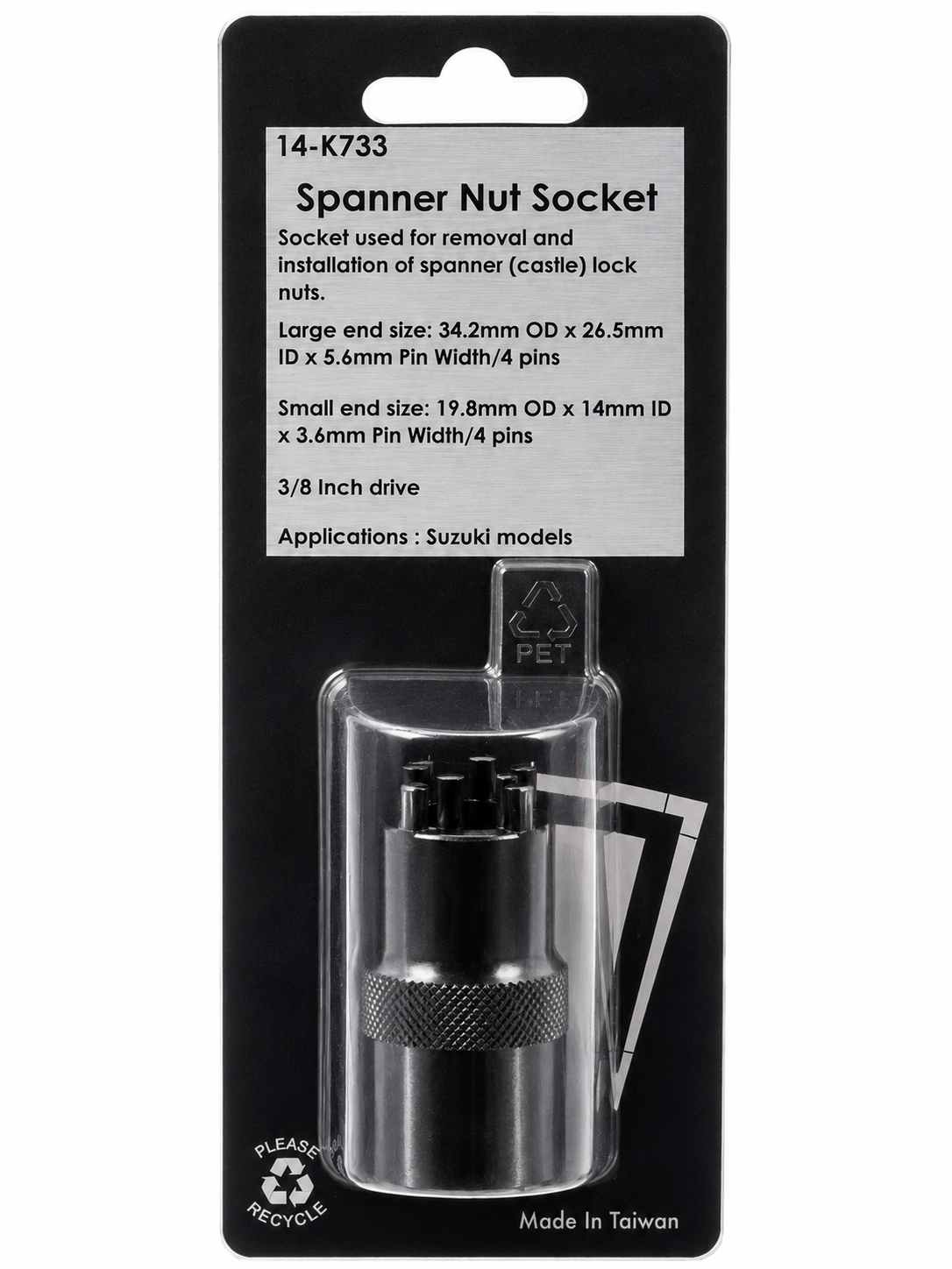 TT198 Spanner Nut Socket Suzuki Castle Lock Nut Tool 3/8" Drive