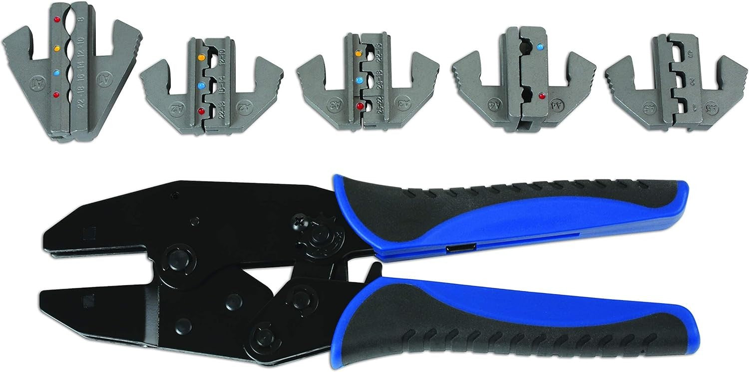 Laser 6484 Crimping Tool Kit 5 Interchangeable Automotive Heads Electrical Set