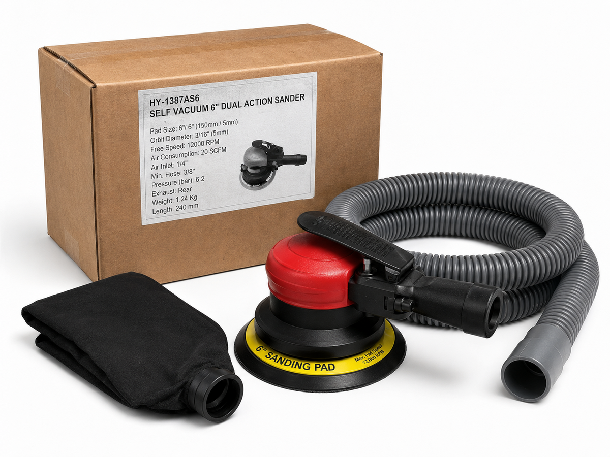 TT174 - 6" Dual Action Air Sander Self Vacuum Orbital DA Sander Kit New Other