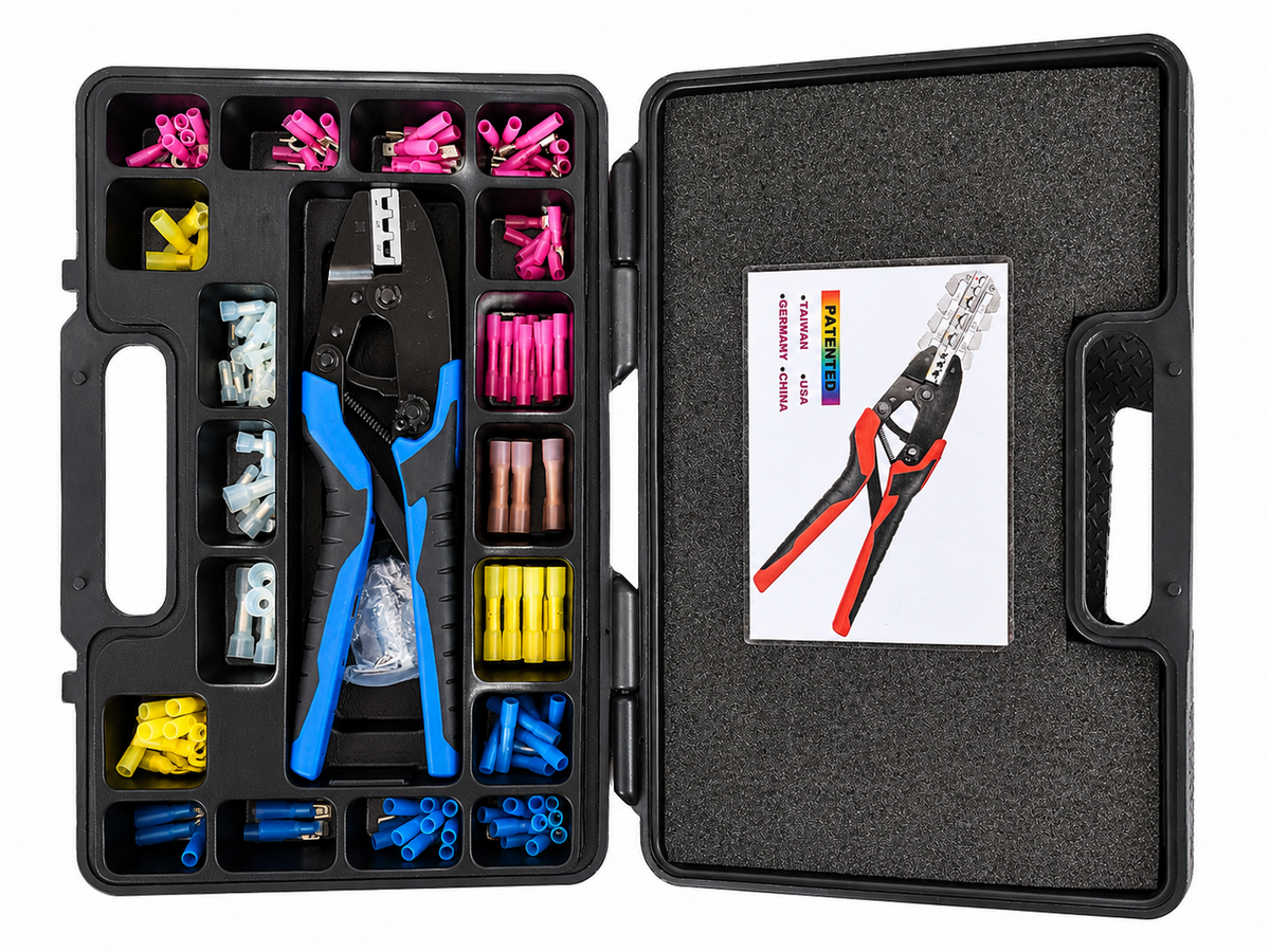 Ratchet Wire Crimping Tool Kit with Heat Shrink Connectors Terminals TT255