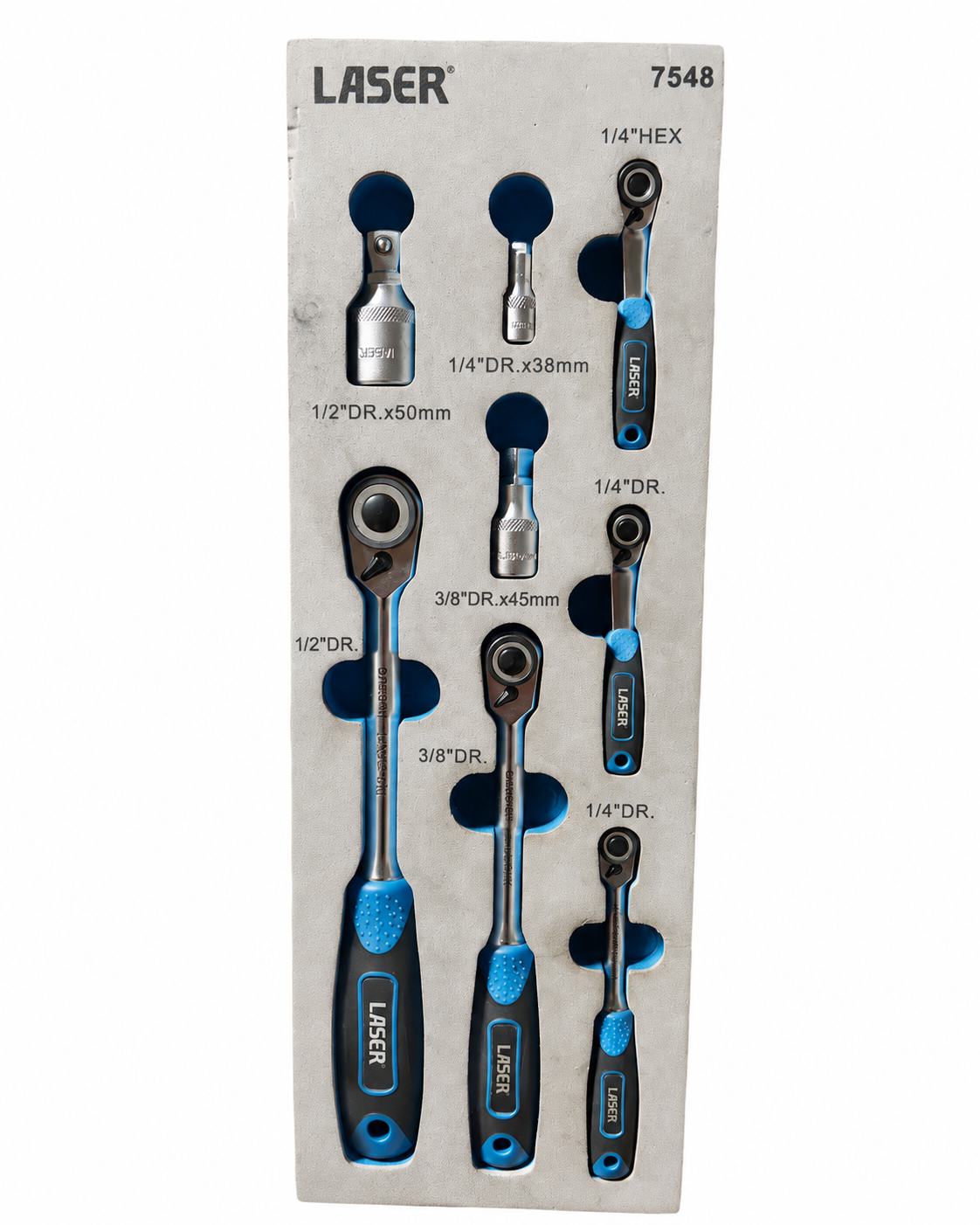 Laser 7548 8pc Micro Head Ratchet Set 1/4"D 3/8"D 1/2"D Compact