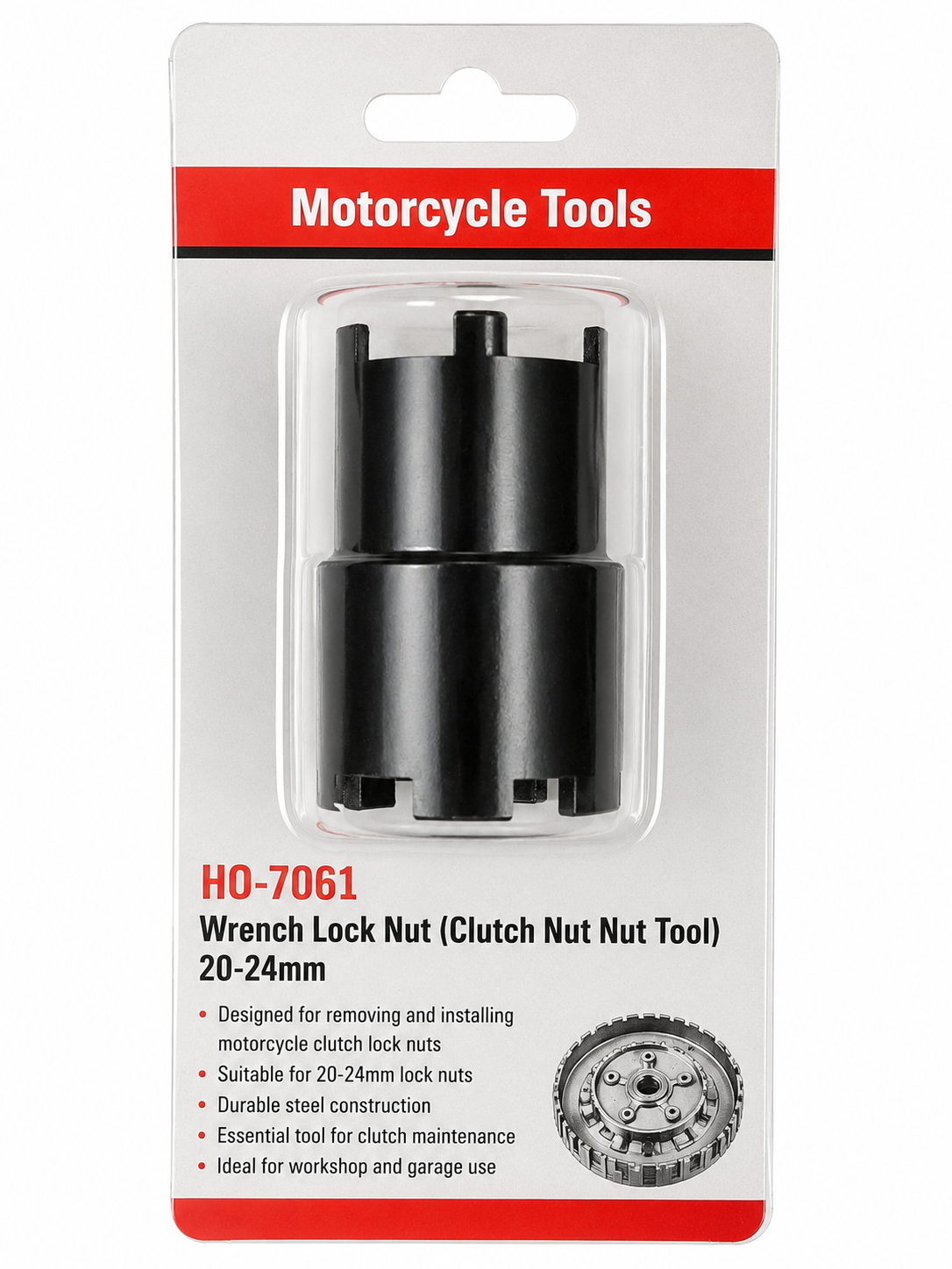 TT437 Motorcycle Clutch Nut Lock Wrench Tool 20-24mm Lock Ring Socket Removal