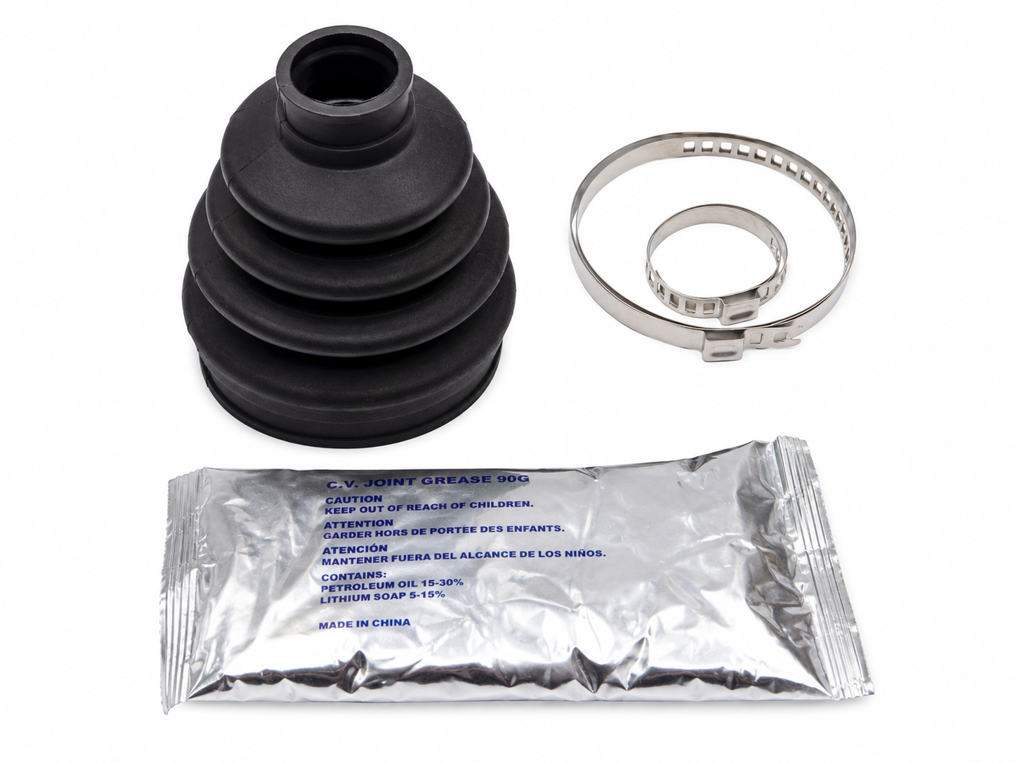 TT345 CV Joint Boot Kit Driveshaft Gaiter Rubber Boot Clamp Grease Set