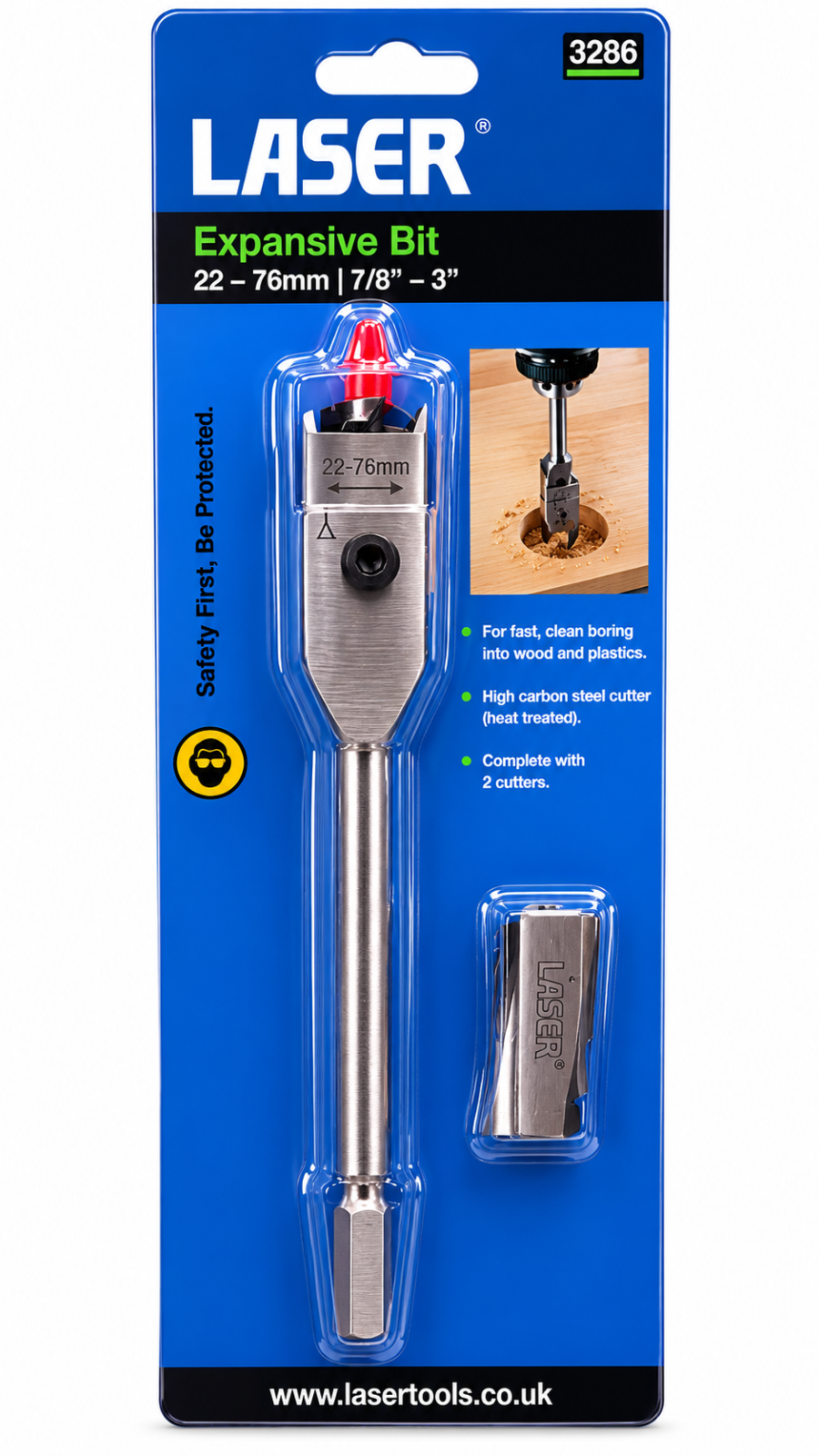 Laser 3286 Expansive Wood Drill Bit 22-76mm Adjustable Hole Cutter Spade Bit