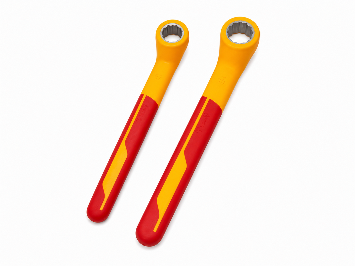 VDE Insulated Offset Ring Spanner Set 17mm 19mm 1000V Electricians TT136
