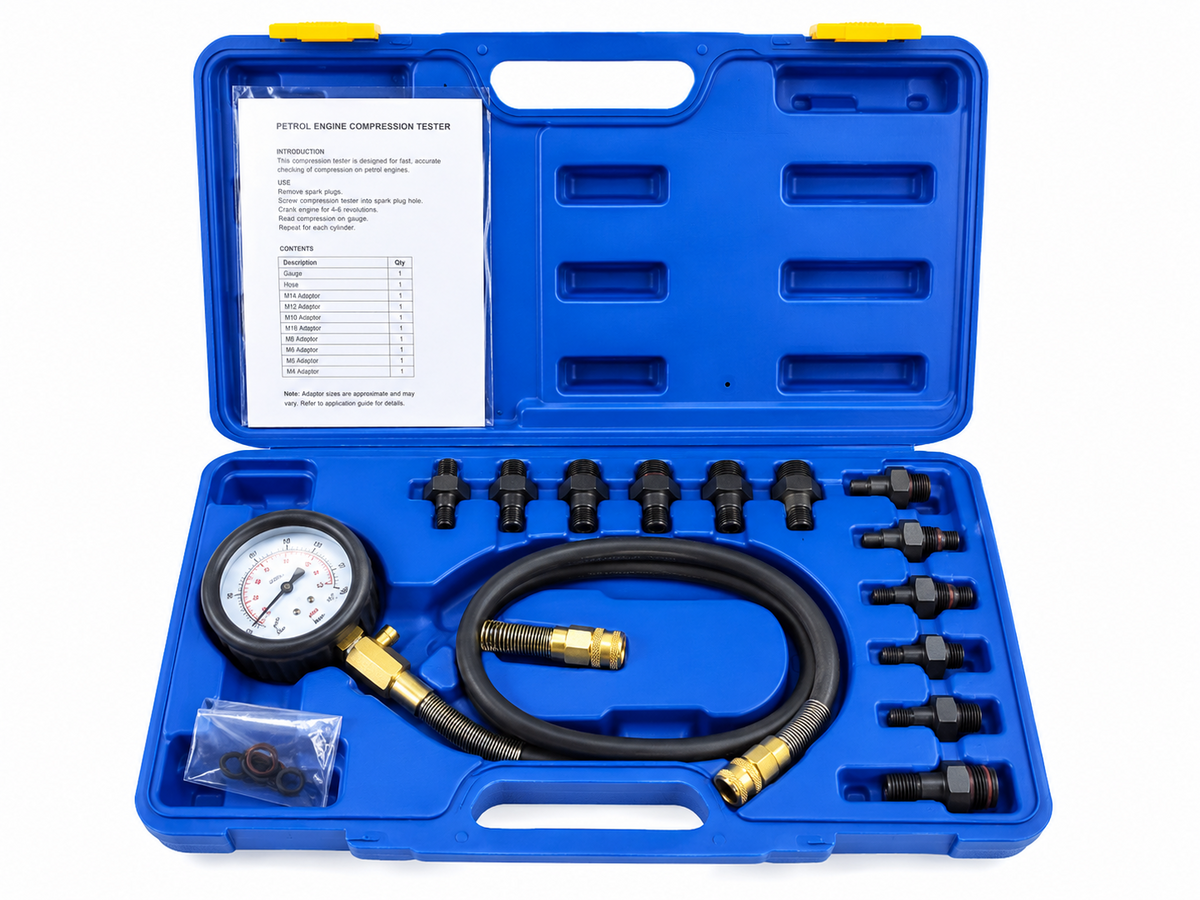Petrol Engine Compression Tester Kit Cylinder Pressure Gauge Set TT279