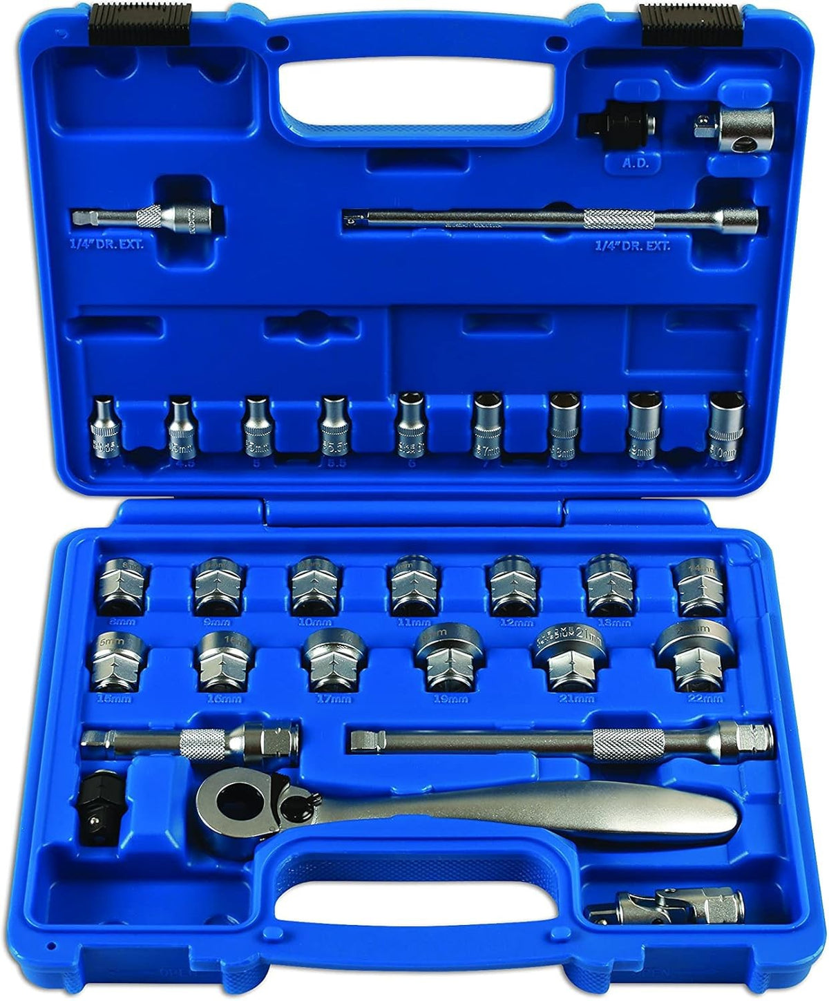 Laser 7068 Low Profile Dual Drive Socket Set 31pc Thin Wall 1/4″ & 3/8″ Drive