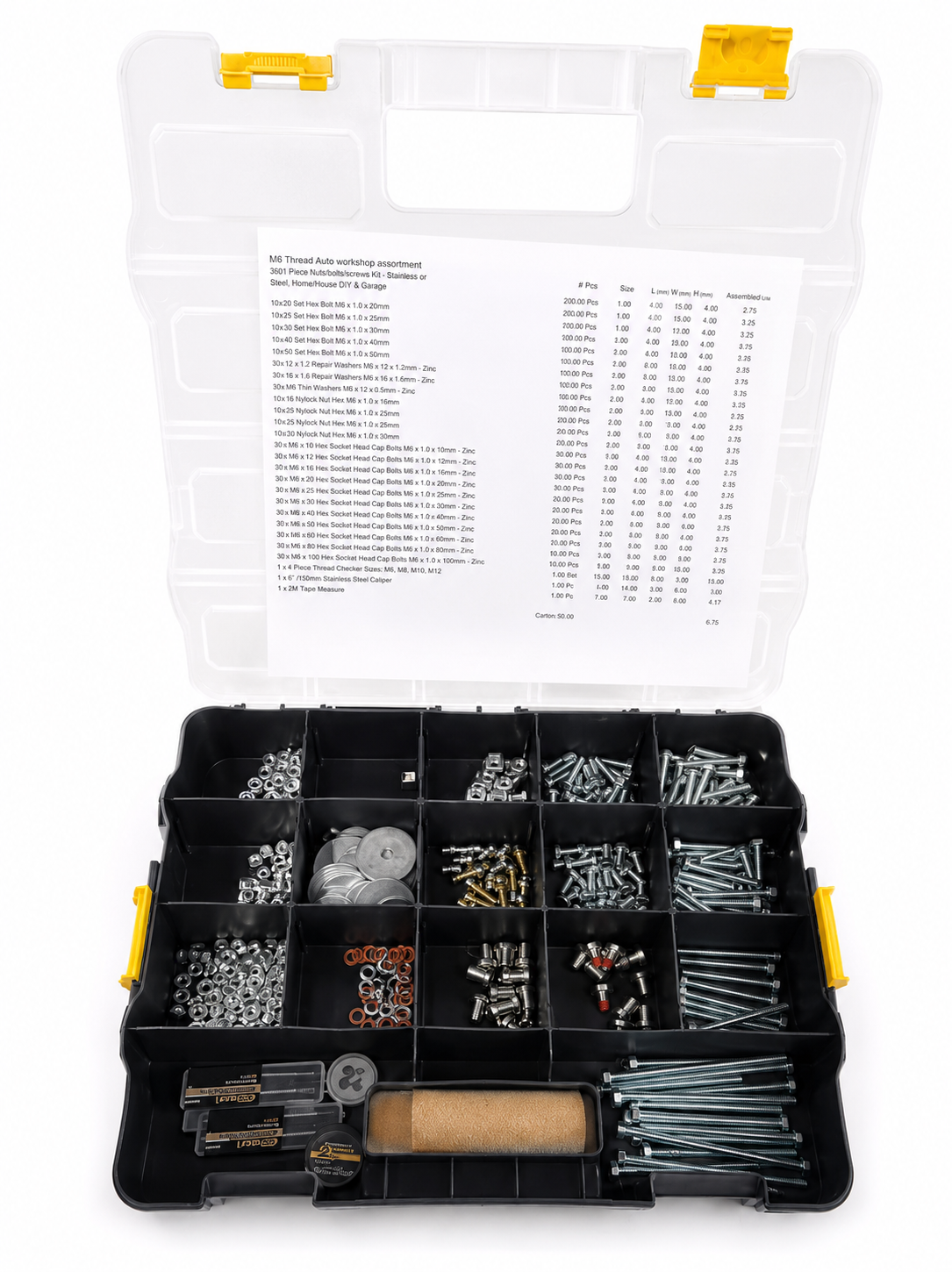 Connect M6 Threaded Fixings Workshop Assortment Nuts Bolts Washers Kit