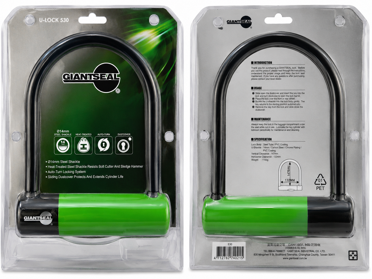 TT349 GiantSeal U-Lock 14mm Heavy Duty Motorcycle Bike Security Lock