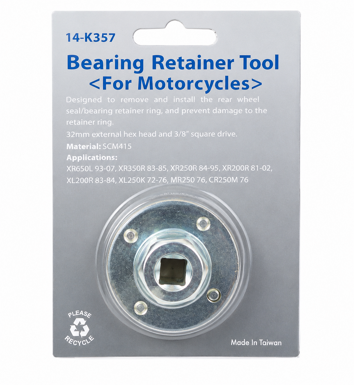 TT480 Motorcycle Rear Wheel Bearing Retainer Tool 32mm Hex 3/8" Drive