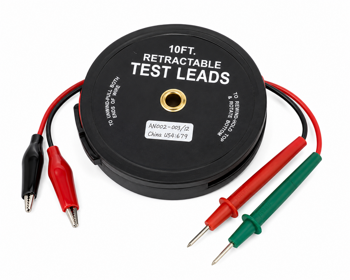 TT330 10ft Retractable Test Leads Electrical Multimeter Probe Reel Set