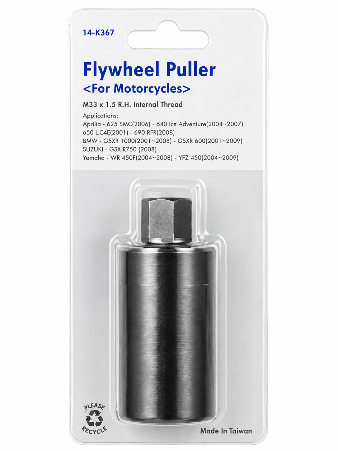 TT407 Motorcycle Flywheel Puller Tool M33 x 1.5 RH Internal Thread Extractor