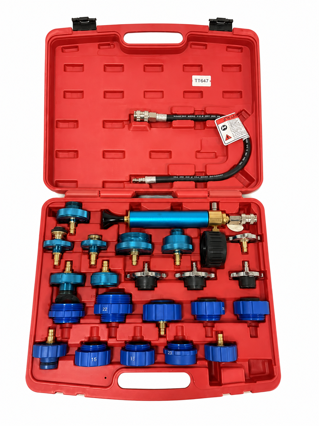 TT647 Universal Cooling System Pressure Test Kit 21 Adaptors 2.5 Bar Pump