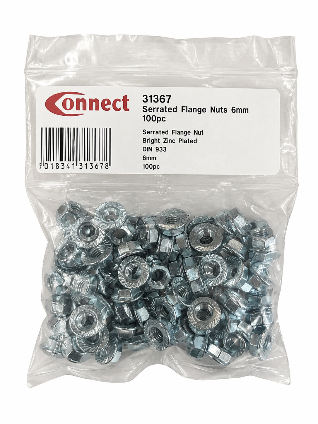 Connect 31367 Serrated Flange Nuts 6mm 100pc New Other/Open Pack