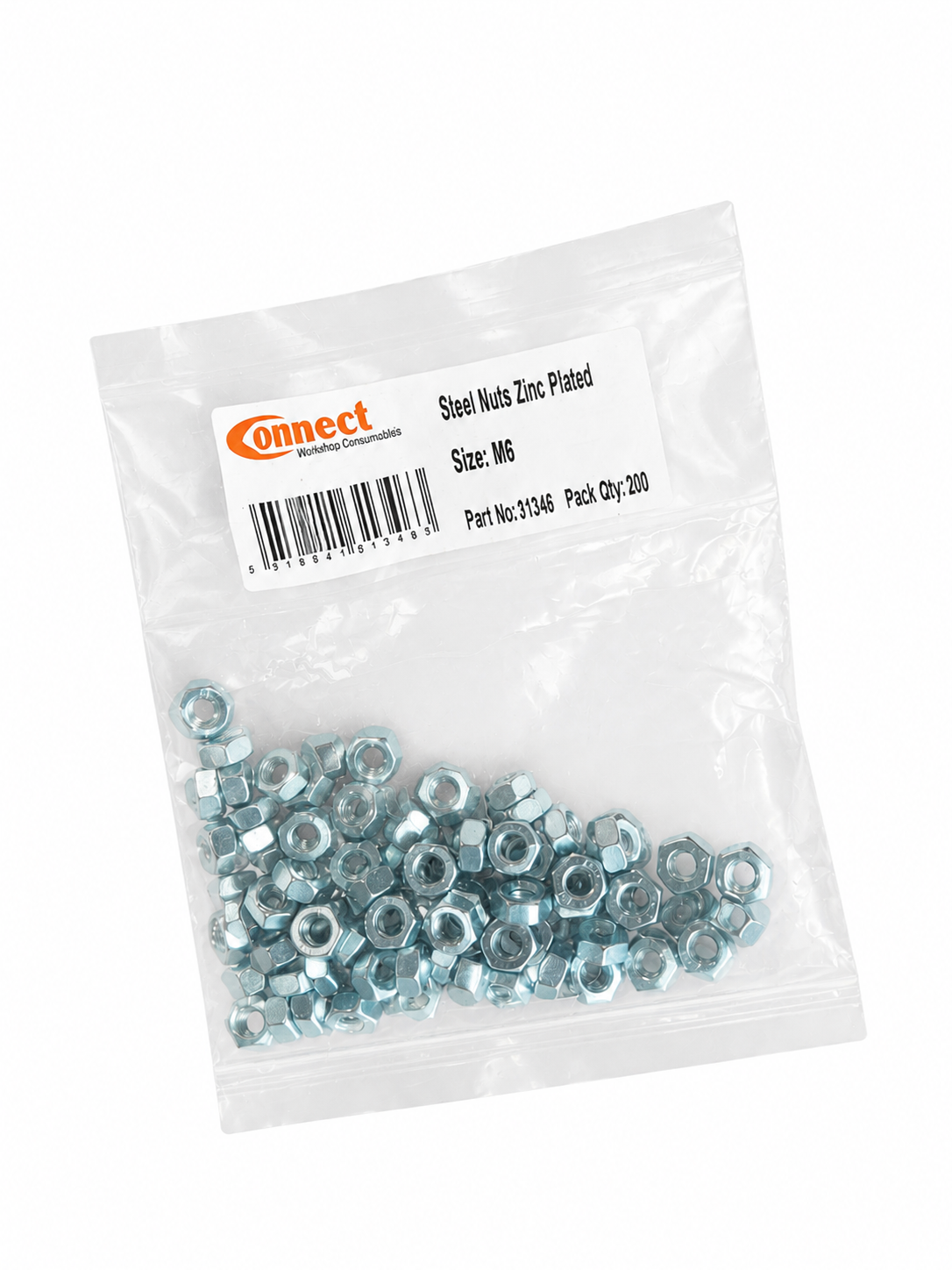 Connect Steel Nuts Zinc Plated M6 Opened Incomplete Pack New Other