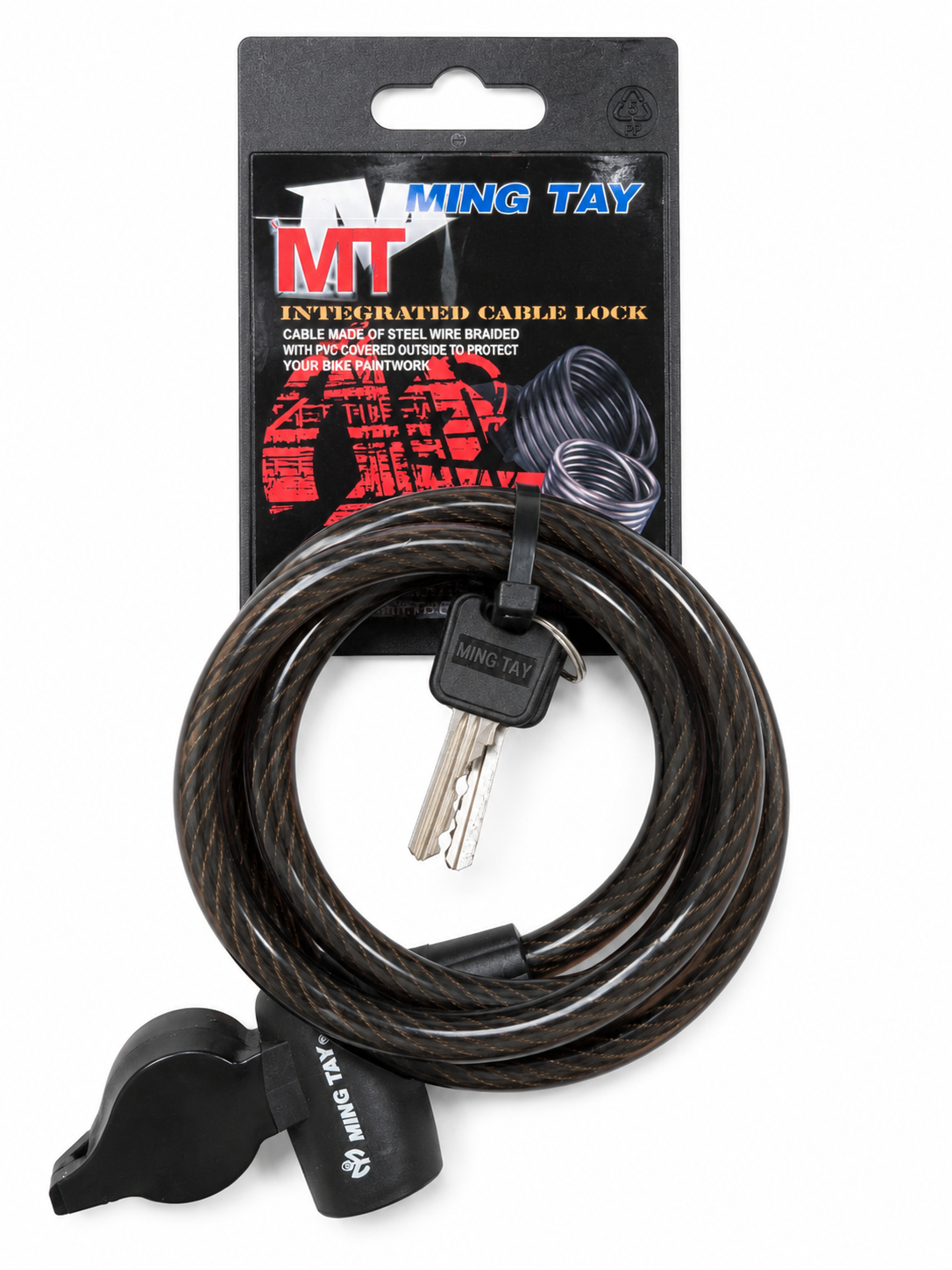 TT821 Ming Tay MT-3501 Integrated Bicycle Cable Lock 10mm x 1500mm