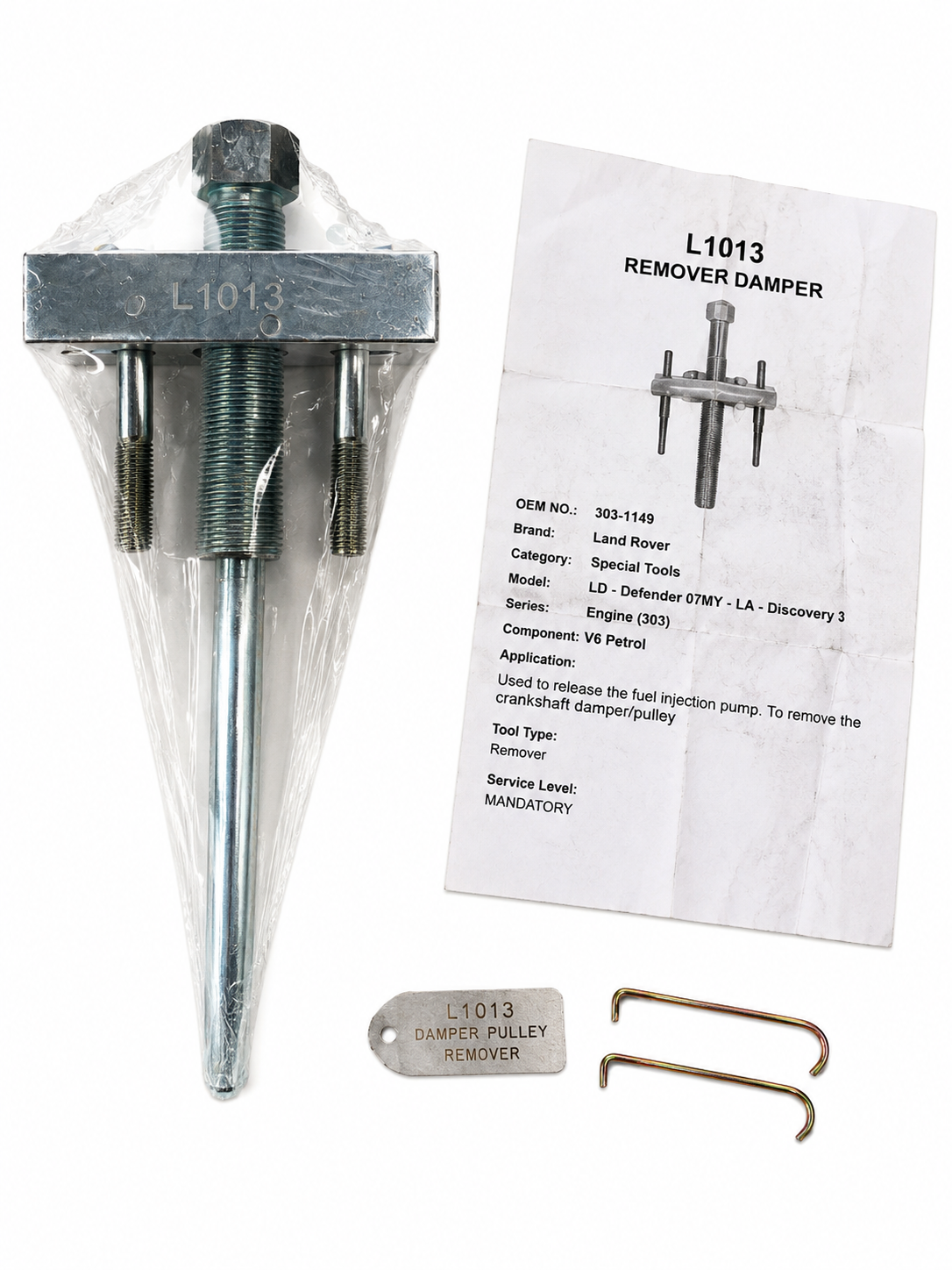 TT464 L1013 Crankshaft Damper Pulley Remover Tool Land Rover Discovery 3 Engine