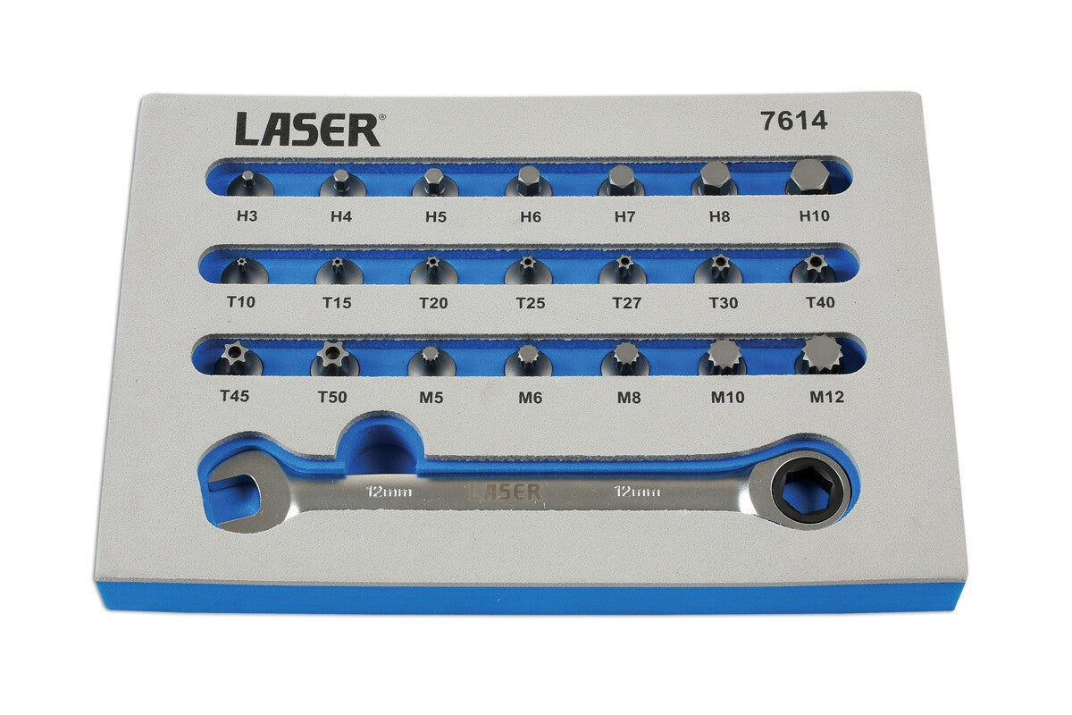 Laser Tools 7614 Low Profile Bit Set 22pc – Compact Access Socket Bits