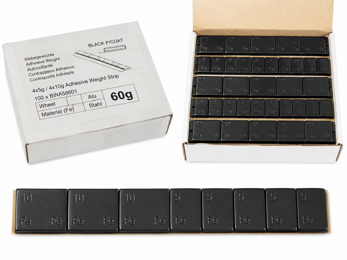 TT347 Black Adhesive Wheel Weights 60g Strip Balance Weights 4 x 5g 4 x 10g
