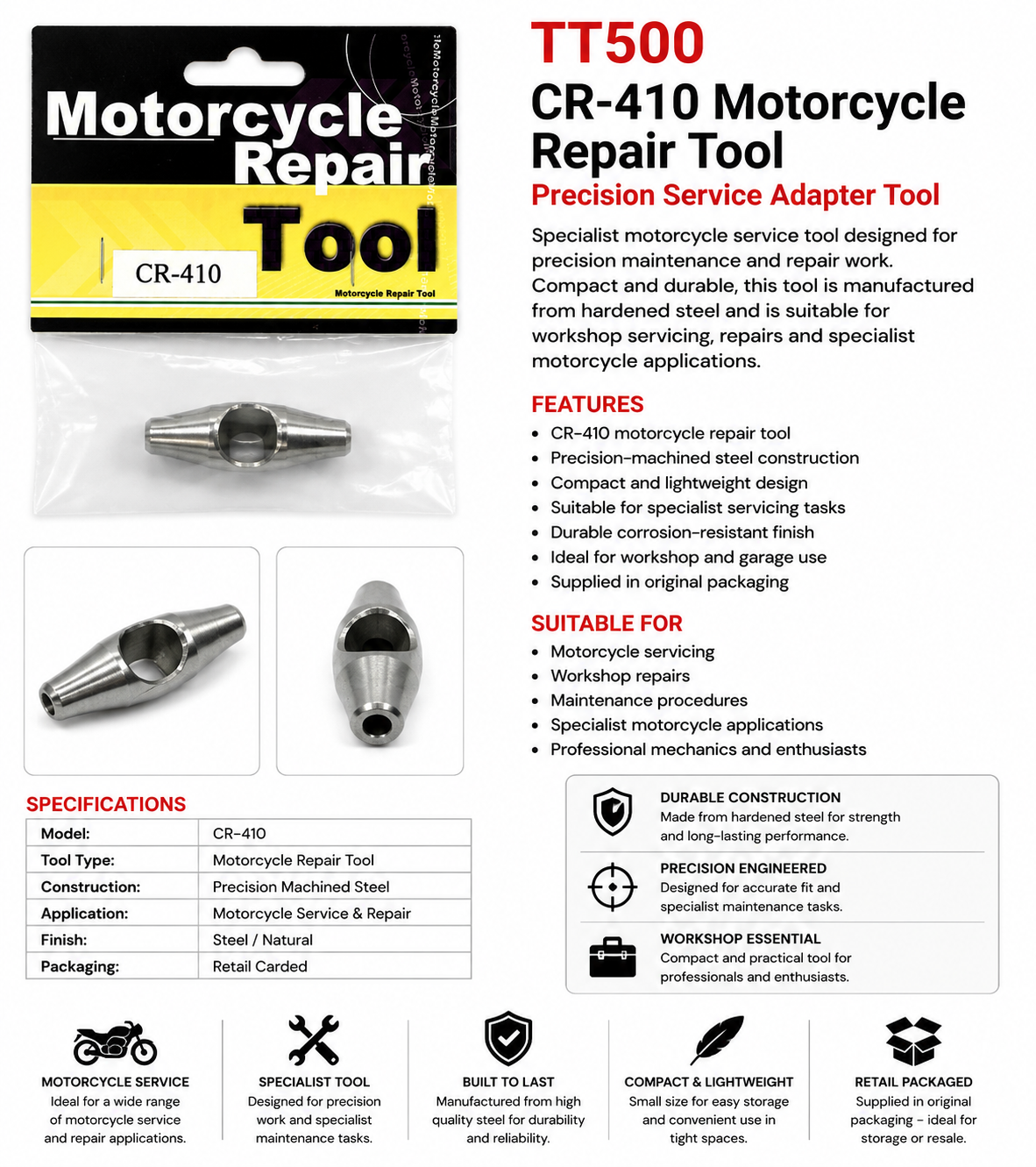 TT500 CR-410 Motorcycle Repair Tool Precision Service Adapter Tool
