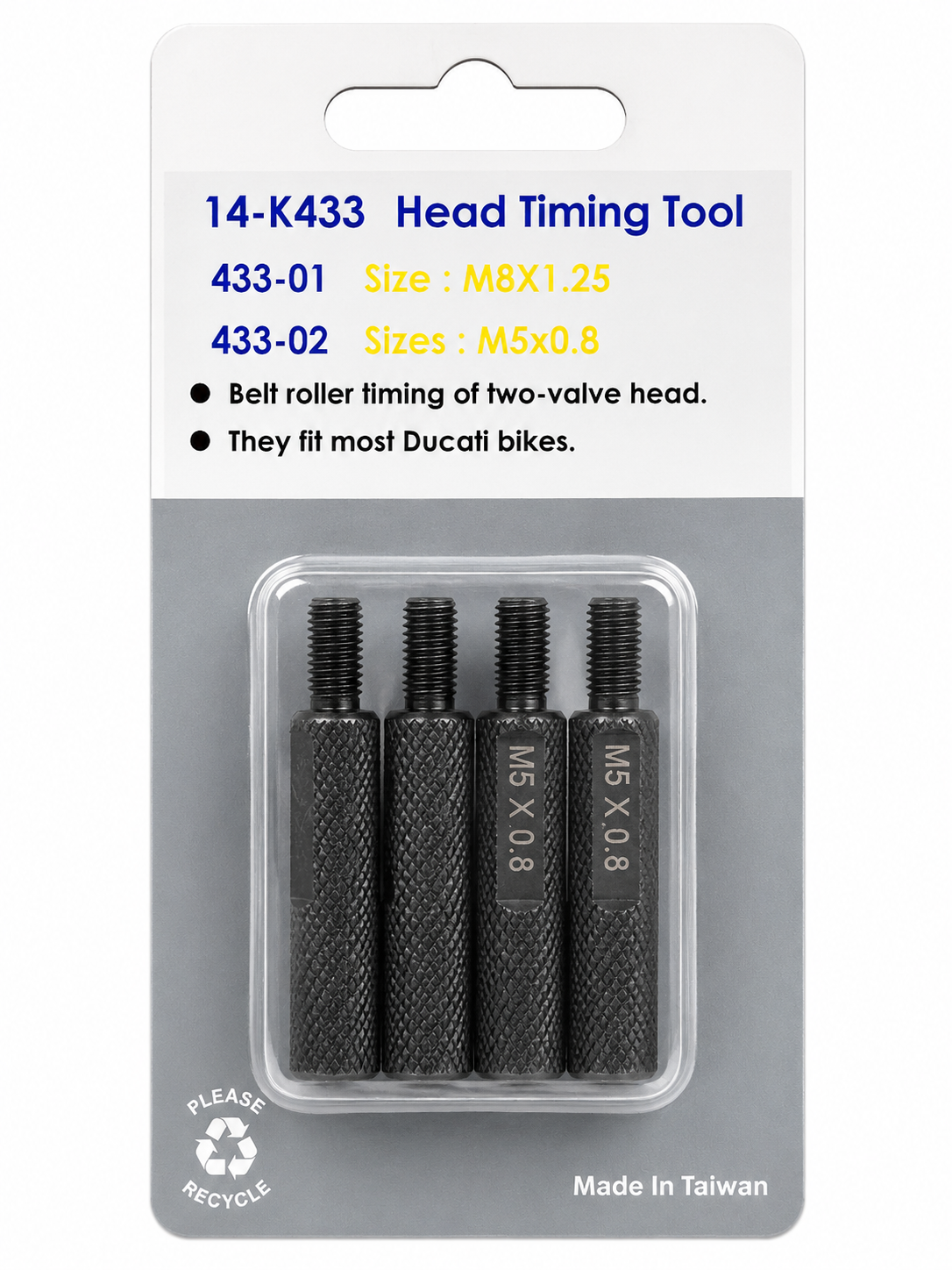 TT544 Ducati 14-K433 Head Timing Tool Set M8x1.25 & M5x0.8 Timing Pins