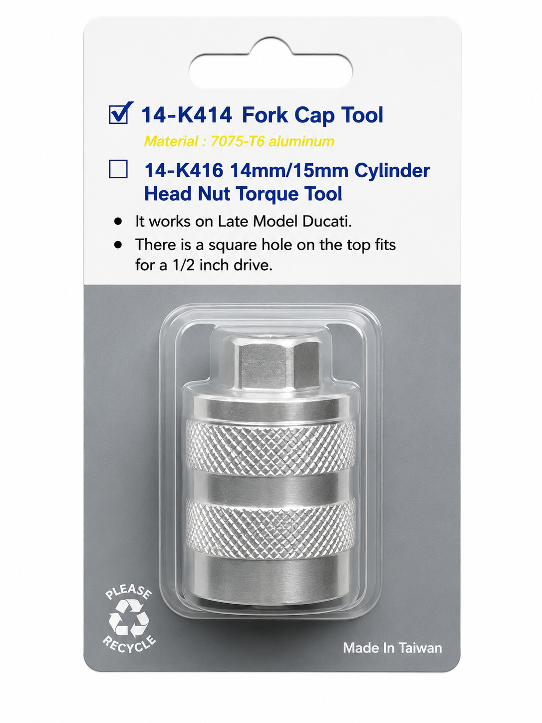 TT549 Ducati 14-K414 Fork Cap Tool 7075-T6 Aluminium Suspension Tool