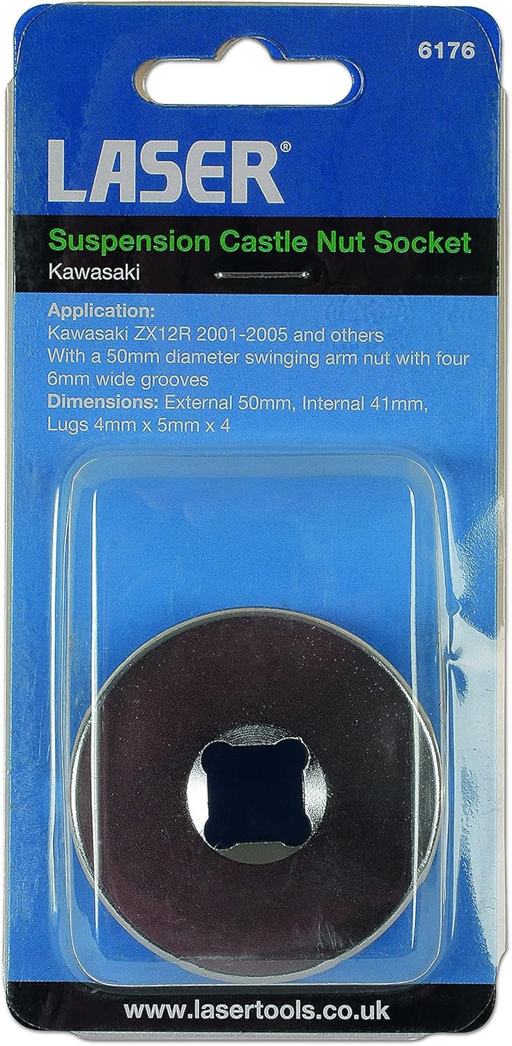 Laser 6176 50mm Suspension Castle Nut Socket 1/2in Drive Kawasaki