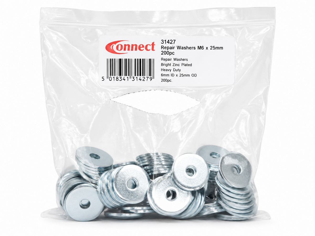 Connect 31427 M6 x 25mm Zinc Plated Repair Washers 200pc New Other