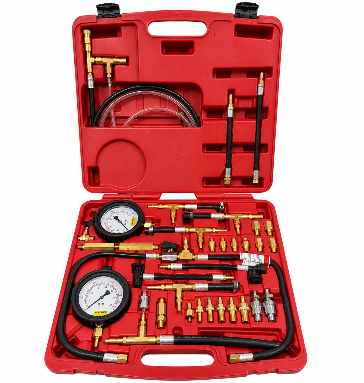TT664 Petrol Fuel Injection Pressure Test Kit Dual Gauge Adaptor Set