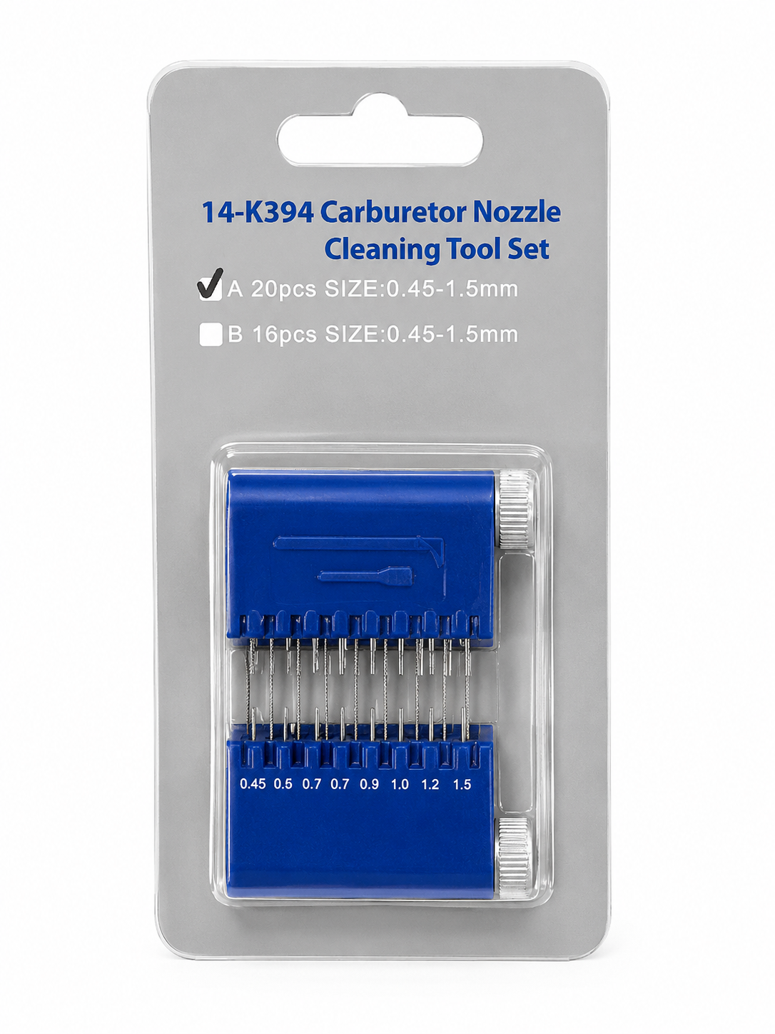 TT930 20pc Carburettor Nozzle Cleaning Tool Set 0.45-1.5mm Jet Cleaner