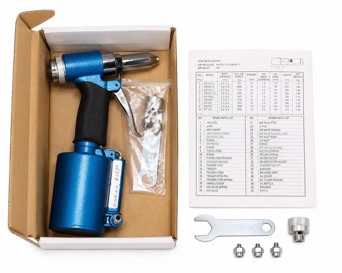 TT519 Pneumatic Air Hydraulic Riveter Rivet Gun Industrial Riveting Tool
